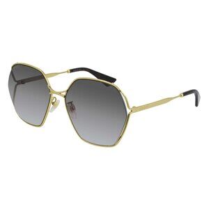 NEW GUCCI WOMEN GOLD GRAY OVERSIZED SUNGLASSES GUCCI